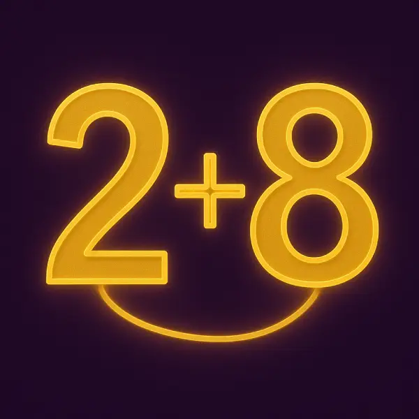 Icône de la compatibilité amoureuse entre le chemin de vie 2 (la sensibilité) et le chemin de vie 8 (l'ambition)